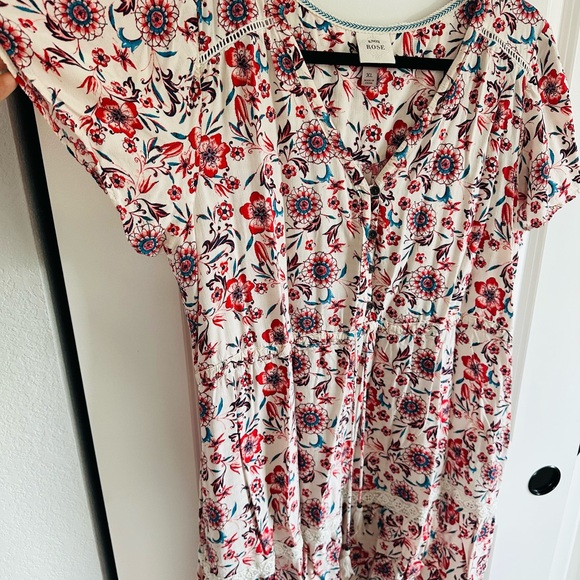 Knox Rose Red and Blue Floral Mini Dress - Picture 3 of 13